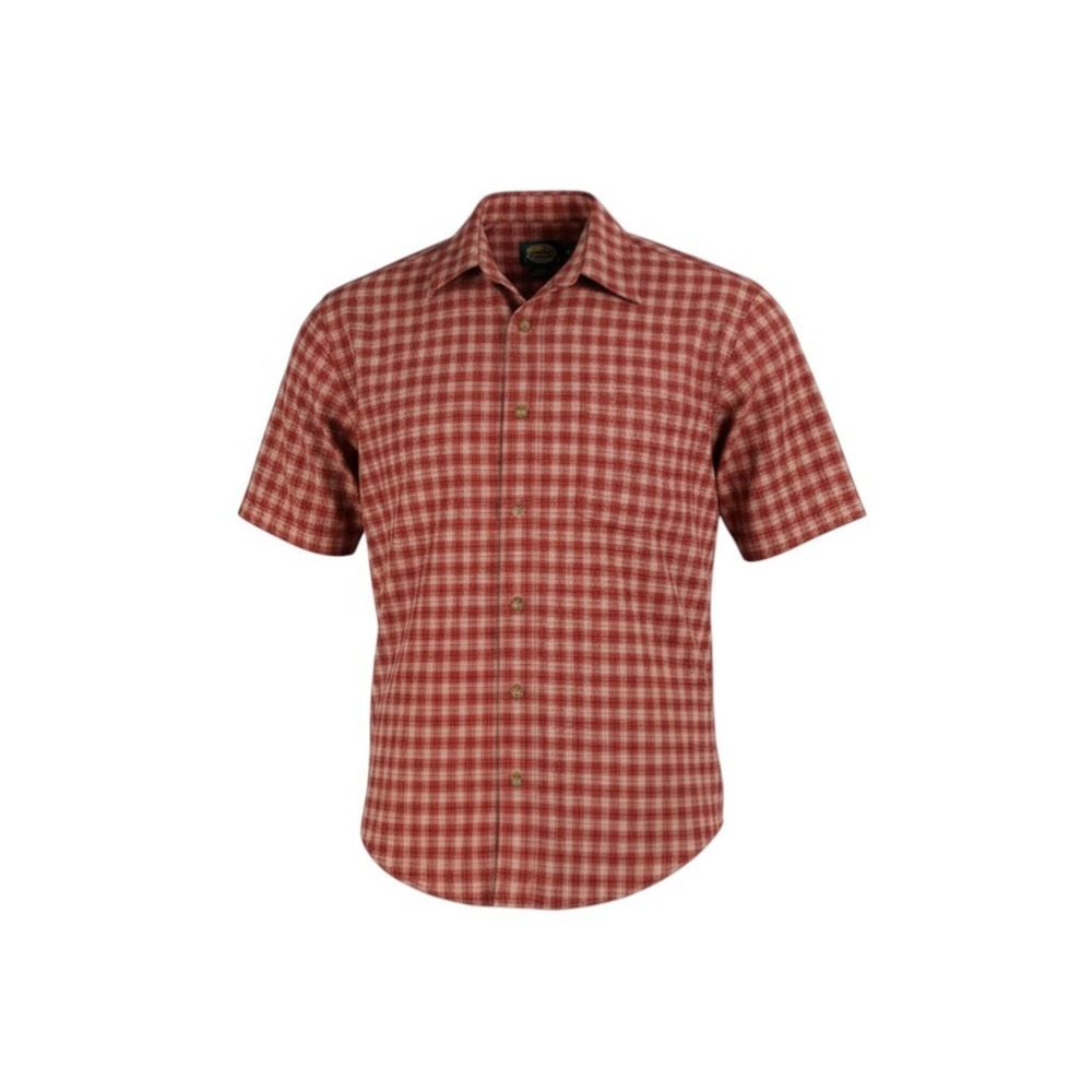 Cabela's Short Sleeve Shirt Men's Medium Red Plaid Button Up Hike Camp Outdoors